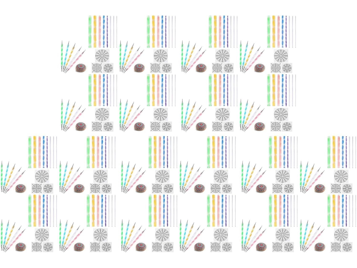 Kit com 320 Peças de Ferramentas para Pontilhismo de Mandala, Incluindo Estênceis para Pintura em Pedras e Escultura em Argila. SFUSHOS