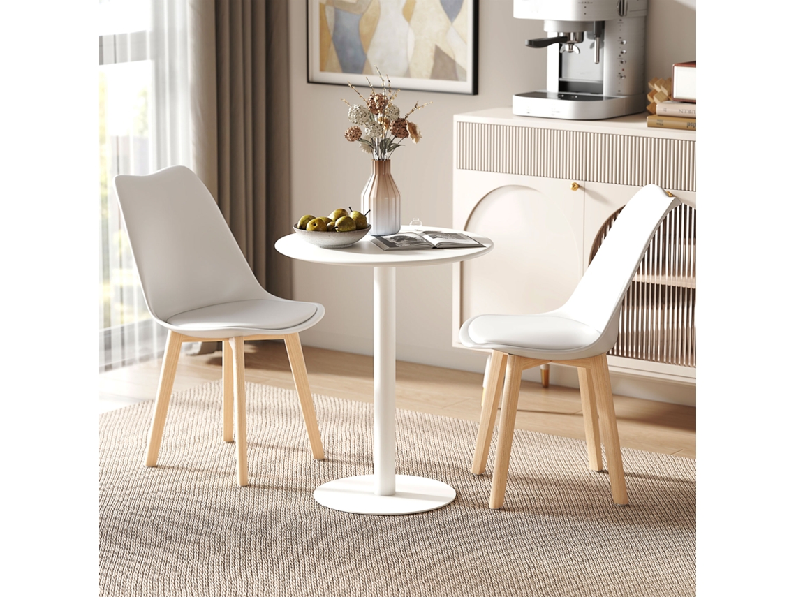 Mesa Redonda De Jantar Para 2 Pessoas, Em Aço, Uso Interno E Externo, Diâmetro 60 Cm, Altura 72 Cm, Cor Branca