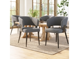 Cadeira de Maquilhagem de Flanela Luxuosa (4 Unidades)-Cadeira Ergonômica Com Encosto Curvo,bege/cinza