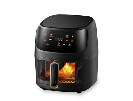 Fritadeira A Ar 8l, 1400w, Com Janela De Visualização. Painel Sensível Ao Toque, 8 Programas De Cozimento, Modos Manuais, Grelha Antiaderente. Dam