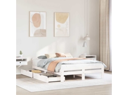Vidaxl Cama Sem Colchão 140x190 Cm Madeira De Pinho Maciça Branco