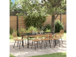 Vidaxl Conjunto De Jantar Para Jardim 9 Unid. Castanho