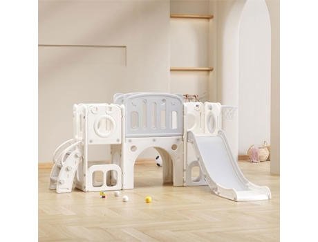 Tobogã 6 Em 1 Ursinhos Cinza Pehd Cesta De Basquete Escada De Fácil Acesso Oursons