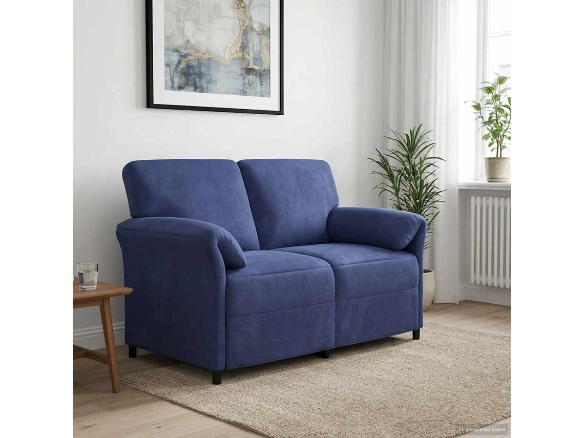 Vidaxl Sofá Para 2 Pessoas Azul Polícia 138 X 83 X 95 Cm Veludo