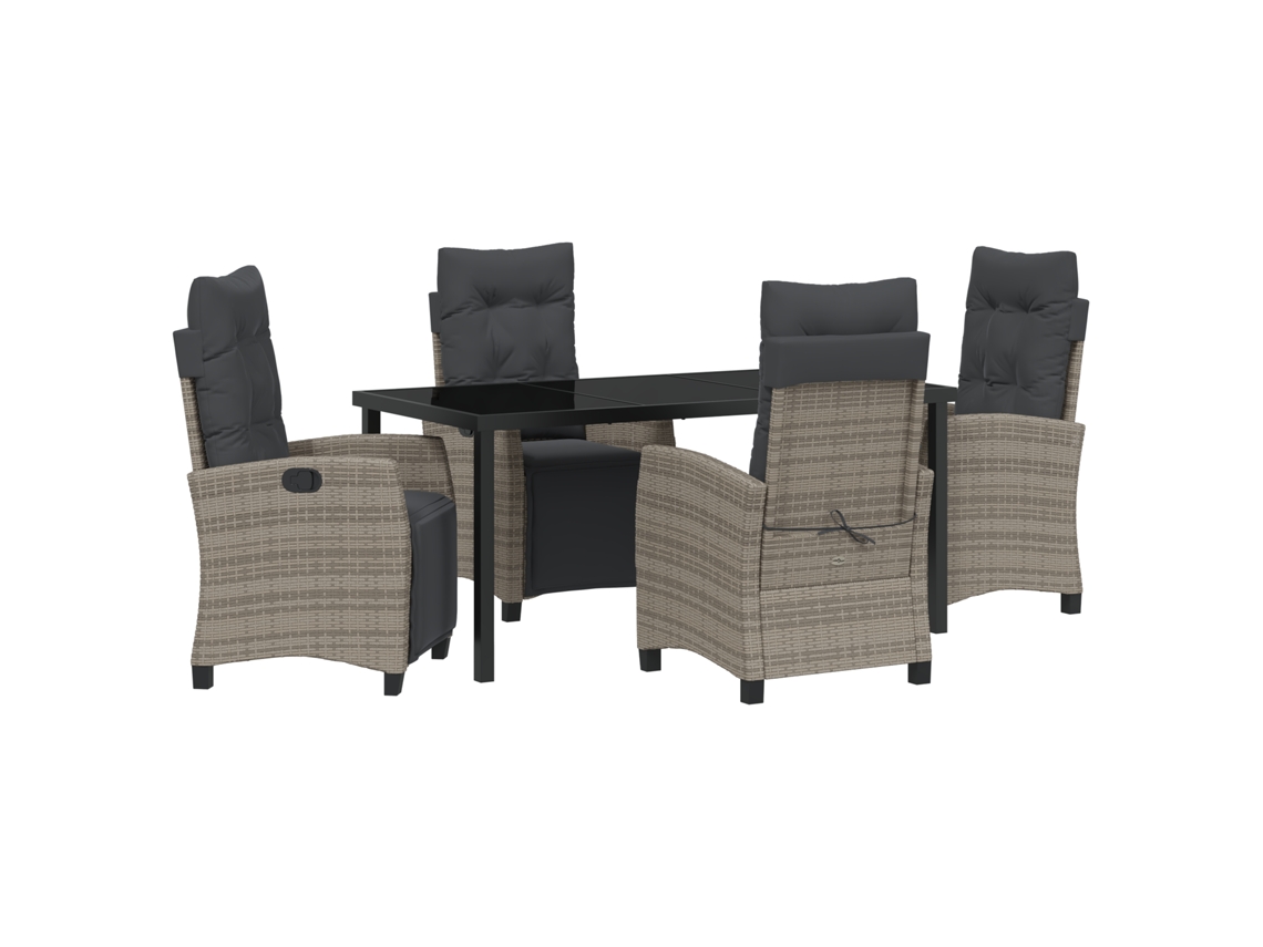 Conjunto 5 De Jantar De Jardim De Vidaxl Cinza De Rattan Polímero