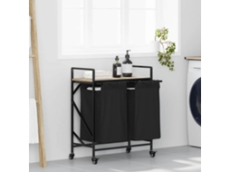 Vidaxl Cesto De Roupa Suja Com 2 Compartimentos E Rodas, Cor Carvalho Sonoma