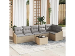 Vidaxl Conjunto De Sofás 7 Unid. Bege Vime Pe
