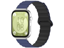 Bracelete para Huawei Watch Fit 4 Pro / Fit 4 / Fit 3 Silicone Magnético Brilhante Azul Escuro e Preto XIAOMOYU