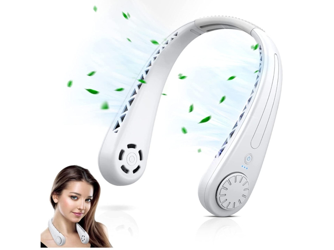 Ventilador De Pescoço Portátil, Ventiladores Pessoais Sem Lâmina, 360° De Resfriamento, Ventilador De Pescoço Suspenso, 3 Velocidades Yizhood (branco)
