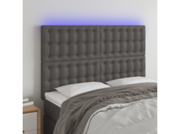 Vidaxl Cabeceira Cama C/ Led Couro Artif. 144x5x118/128 Cm Cinzento