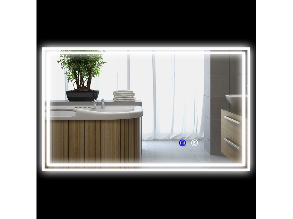 Espelho Retangular de Banheiro com Led,100x60cm,horizontal Ou Vertical,iluminado,para Parede BTFORUS