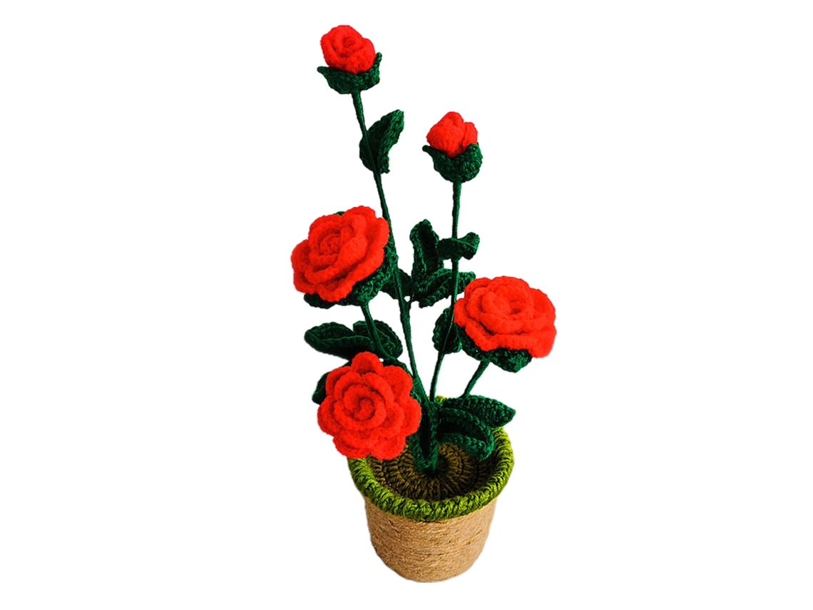 Laxiscreed Flores De Rosa Artificial Artesanal Em Vaso Para Decoração De Interiores