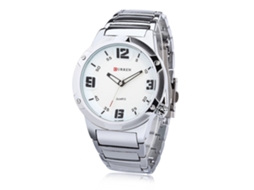 Reloj De Cuarzo Resistente Al Agua Para Hombre De Negocios Con Correa De Aleación (blanco Negro)