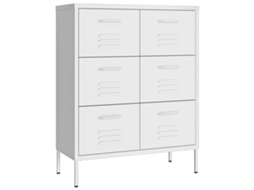 Armário com Gavetas Aço 80x35x101,5 Cm Branco MAISON EXCLUSIVE