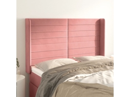 Vidaxl Cabeceira Cama C/ Abas Veludo 147x16x118/128 Cm Rosa