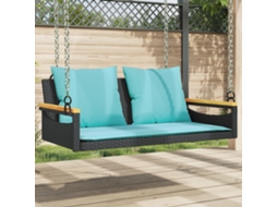 Vidaxl Banco Baloiço Com Almofadões 109x62x40 Cm Vime Pe Preto