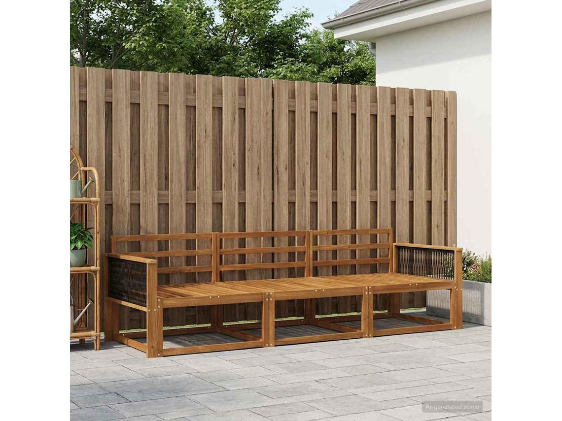 Vidaxl Conjunto De Sofás Para Exterior 3 Pcs Natural