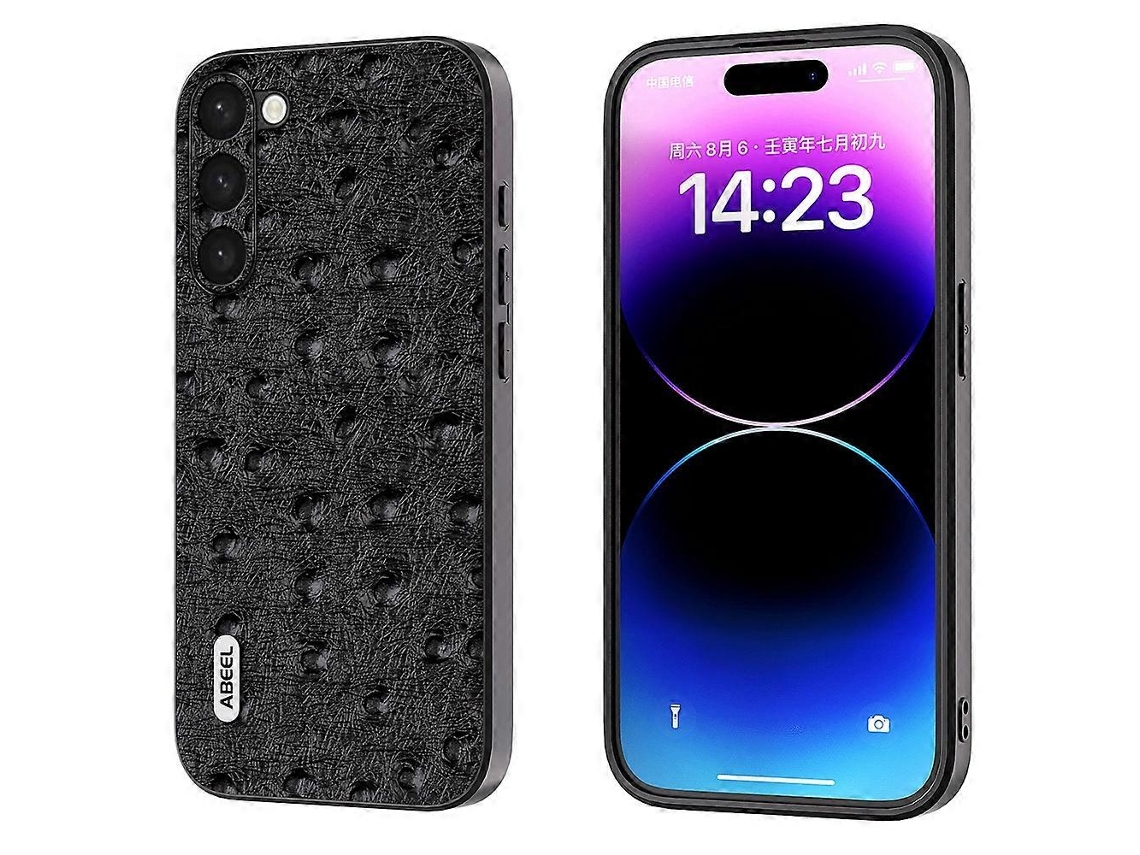Capa Para Celular Abeel Em Couro Com Textura De Avestruz Para Samsung Galaxy S23 5g