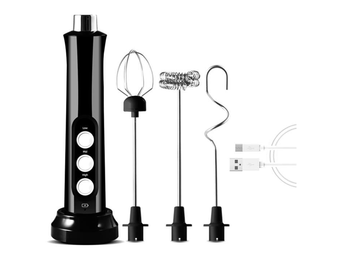 Espumador Elétrico AQUAFORGE recarregável Usb, 3 velocidades, preto