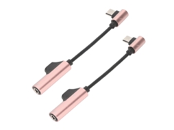 Aetheria 2pcs Adaptador de Fone de Ouvido Type C para 3.5mm com Carregamento 2 em 1 Rosa
