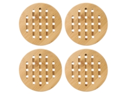 4pcs tapete de mesa de bambu anti caldeira anti deslizante isolante de calor para tigelas copos cozinha S/MARCA
