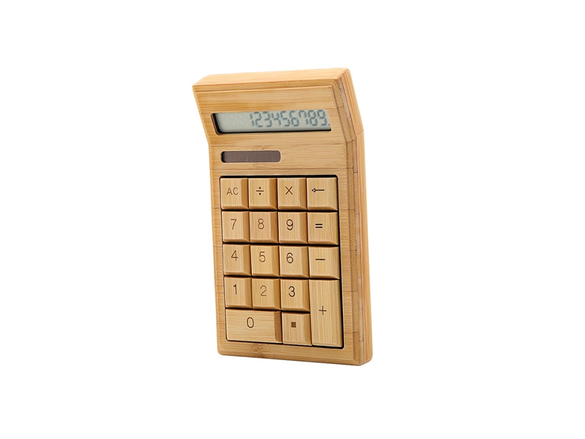 Calculadora De Bambú Ecológica De 12 Dígitos Solar Y Batería Para Hogar, Oficina Y Escuela