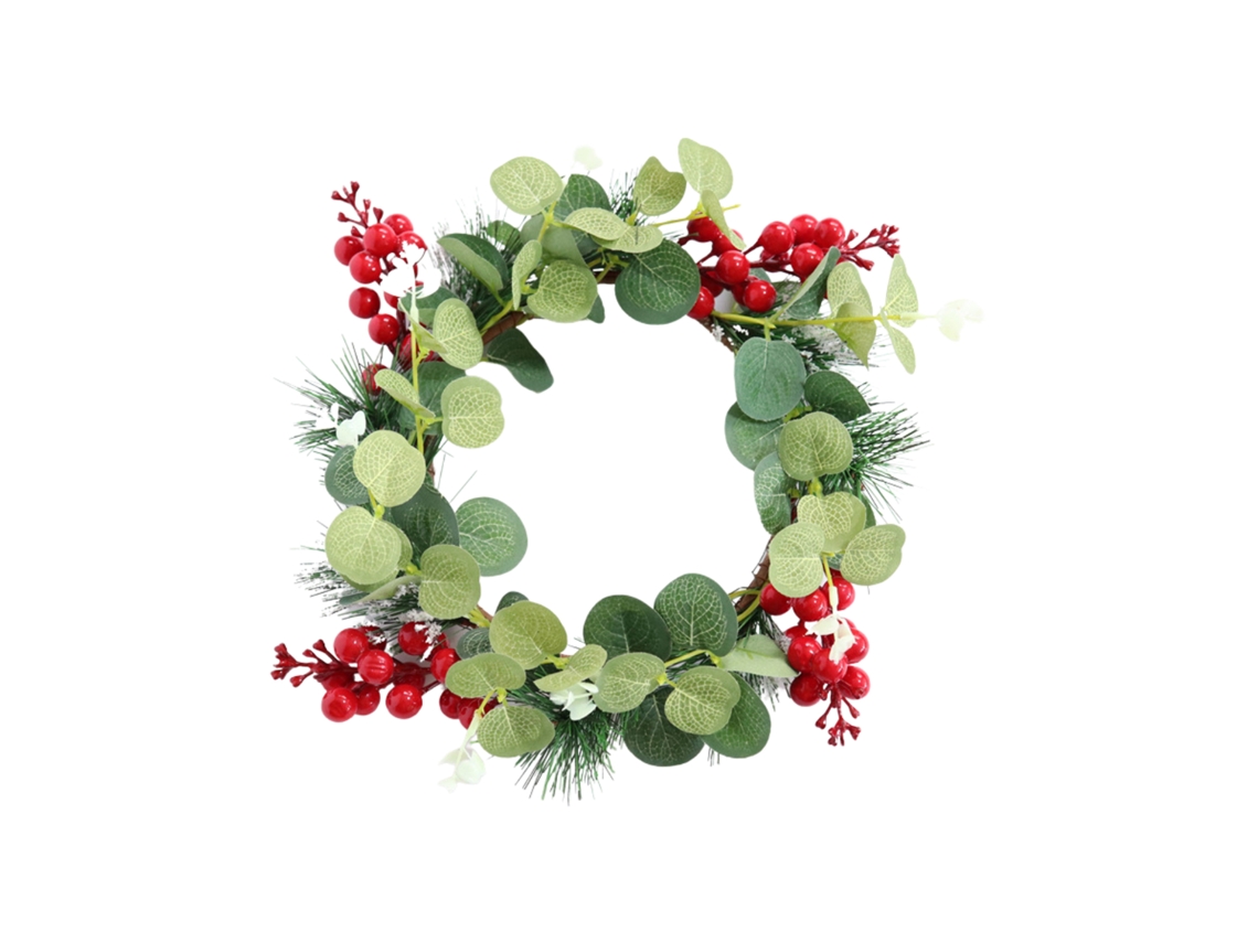 Guirlanda De Natal Com Cerejas Vermelhas E Agulhas De Pinheiro