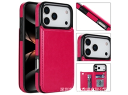Capa Para Celular Com Fecho Duplo E Compartimento Para Cartão Sim.vermelho Rosado - Iphonehone 12/12 Pro (6.1)