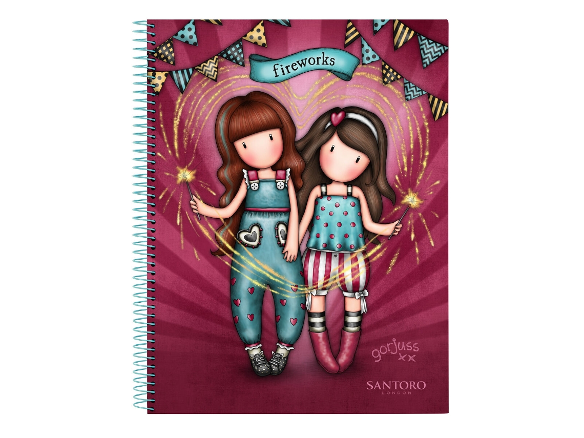 Caderno GORJUSS Fireworks Grená A4