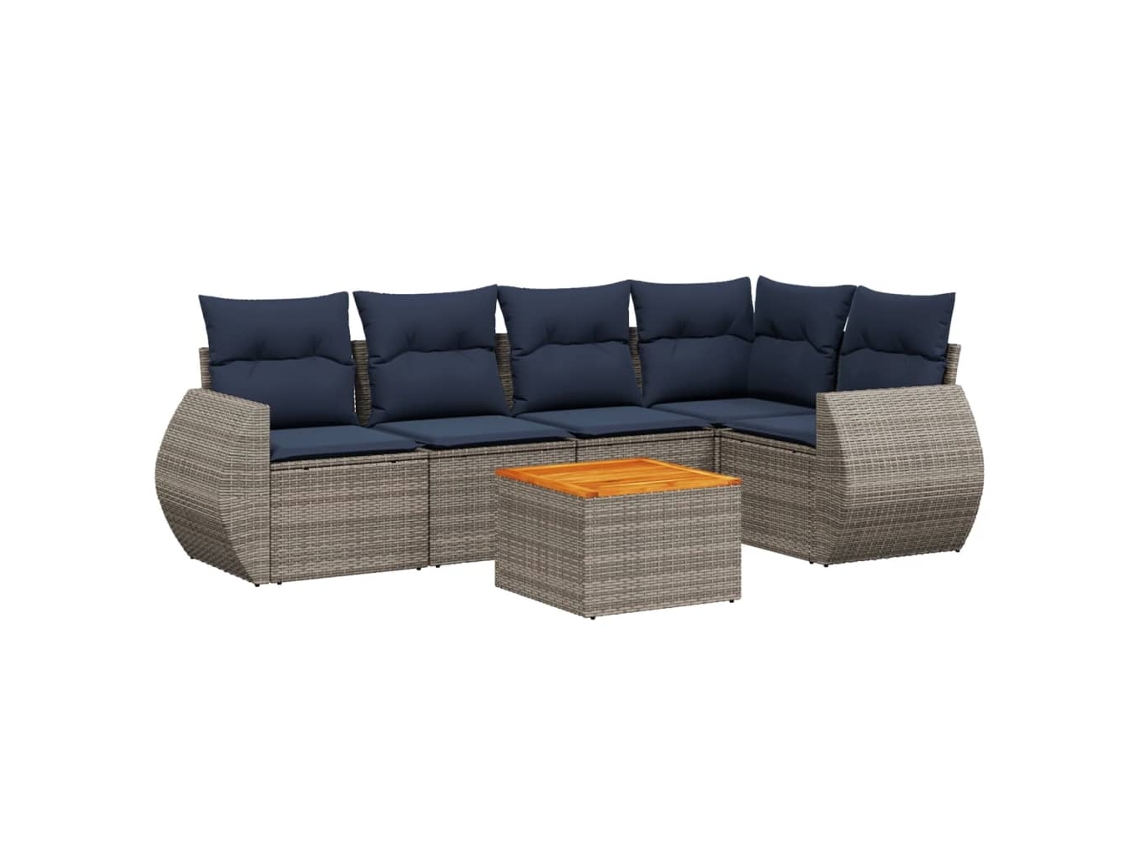 Conjunto de Sofá de Jardim, 6 Peças, Almofadas, Rattan Cinza MAISON EXCLUSIVE