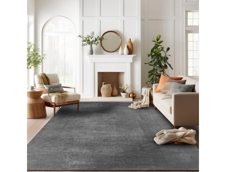 Rugura - Tapete Moderno Para Sala De Estar, Liso, Lavável, Antiderrapante, Pelo Curto, Macio, 200x290 Cm, Antracite