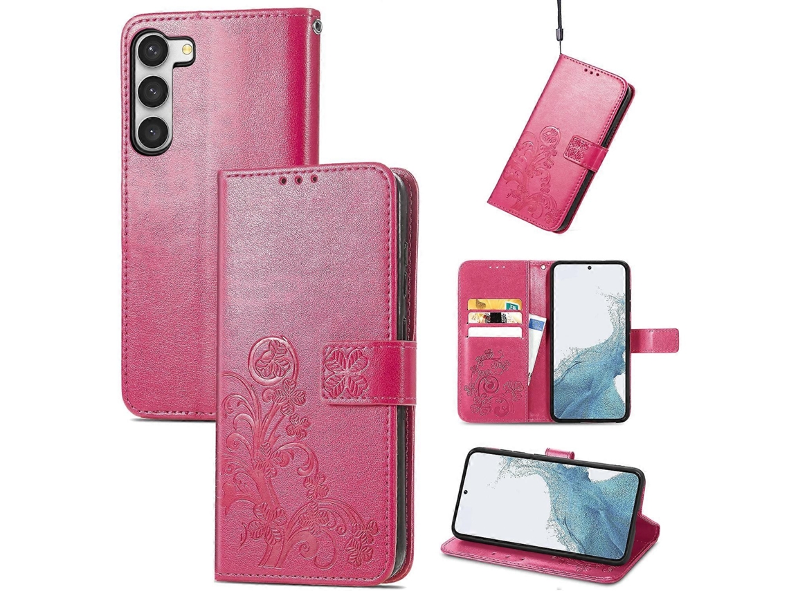 Capa De Couro Com Fecho De Quatro Lâminas E Relevo Para Samsung Galaxy A14 4g