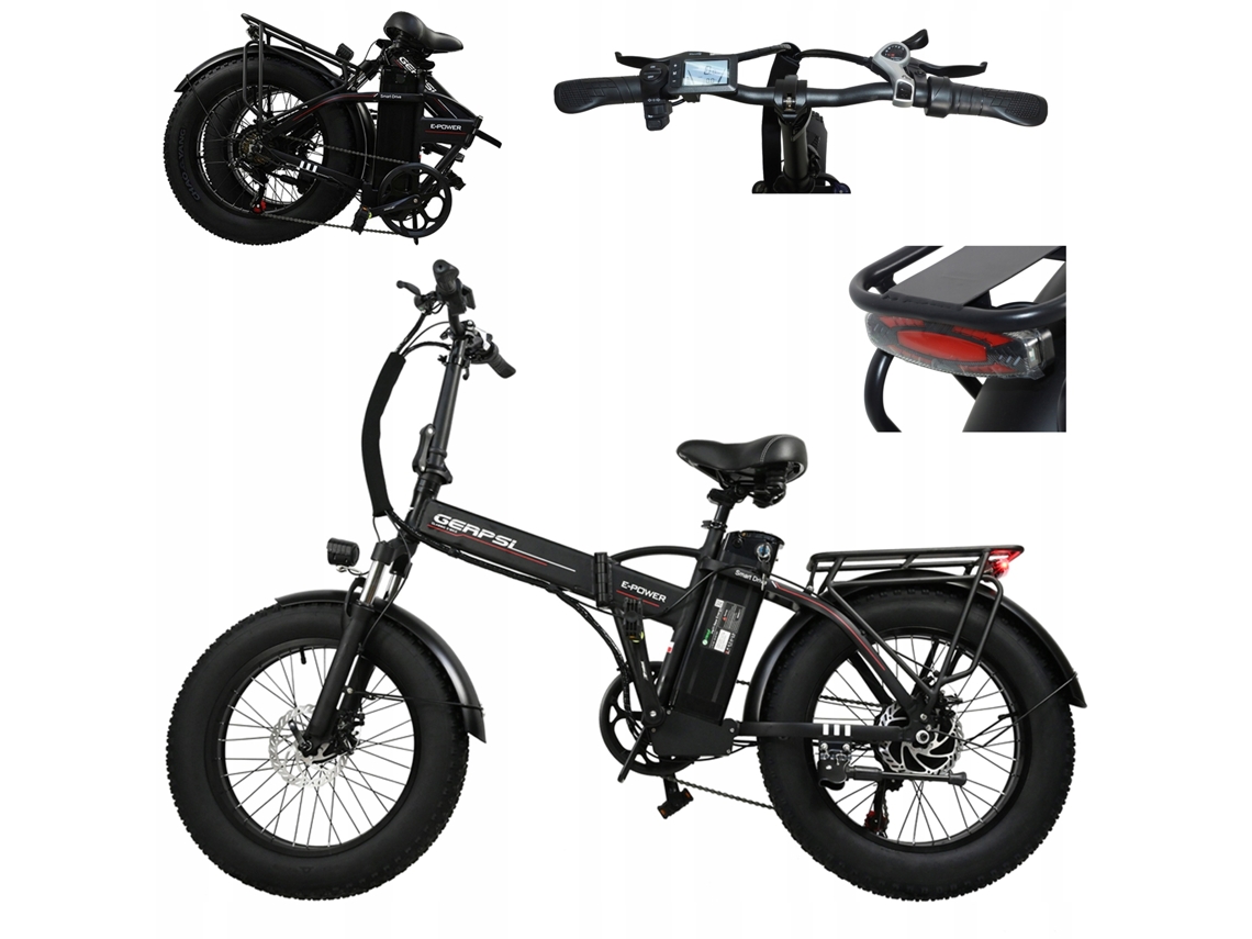 Bicicletas Elétricas Dobrável para Cidade Gerpsi Dz2002, 500w 48v 16ah, Transmissão Shimano 7 Velocidades, Pneus Largos 20 Polegadas