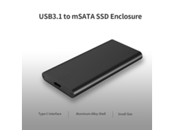 Enclosure De Ssd Msata Para Type-c Conversor De Ssd Portátil De Alta Velocidade Usb3.1 Plug And Play