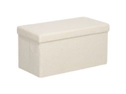 Banco com assento almofadado e armazenamento, baú com tampa, sala/quarto, creme branco BTFORUS
