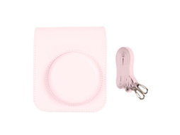 Capa Protetora De Couro Pu Para Câmera Fuji Instax Mini 12 Com Cinto Ajustável Rosa