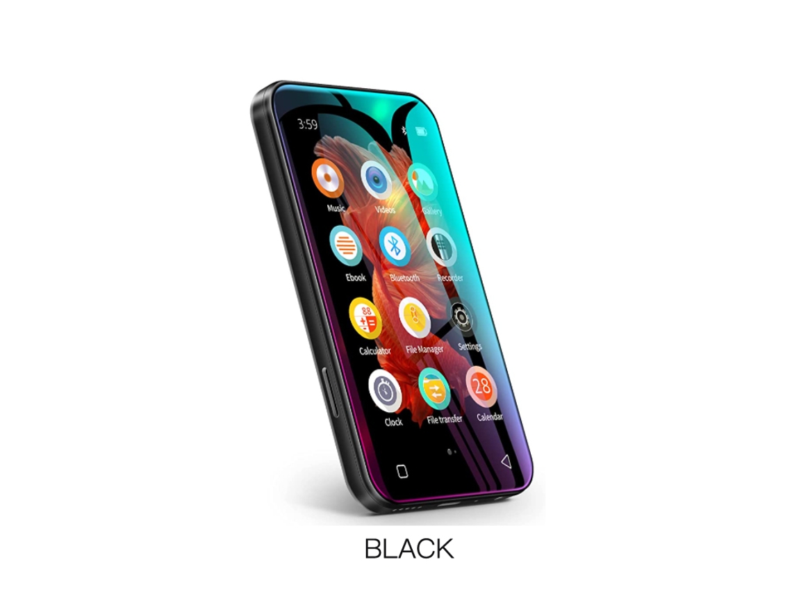 MP3 YIZHOOD (8G)(Bluetooth, sem WiFi)Portátil HiFi 4.0 Full Touch Screen FM / Gravador preto
