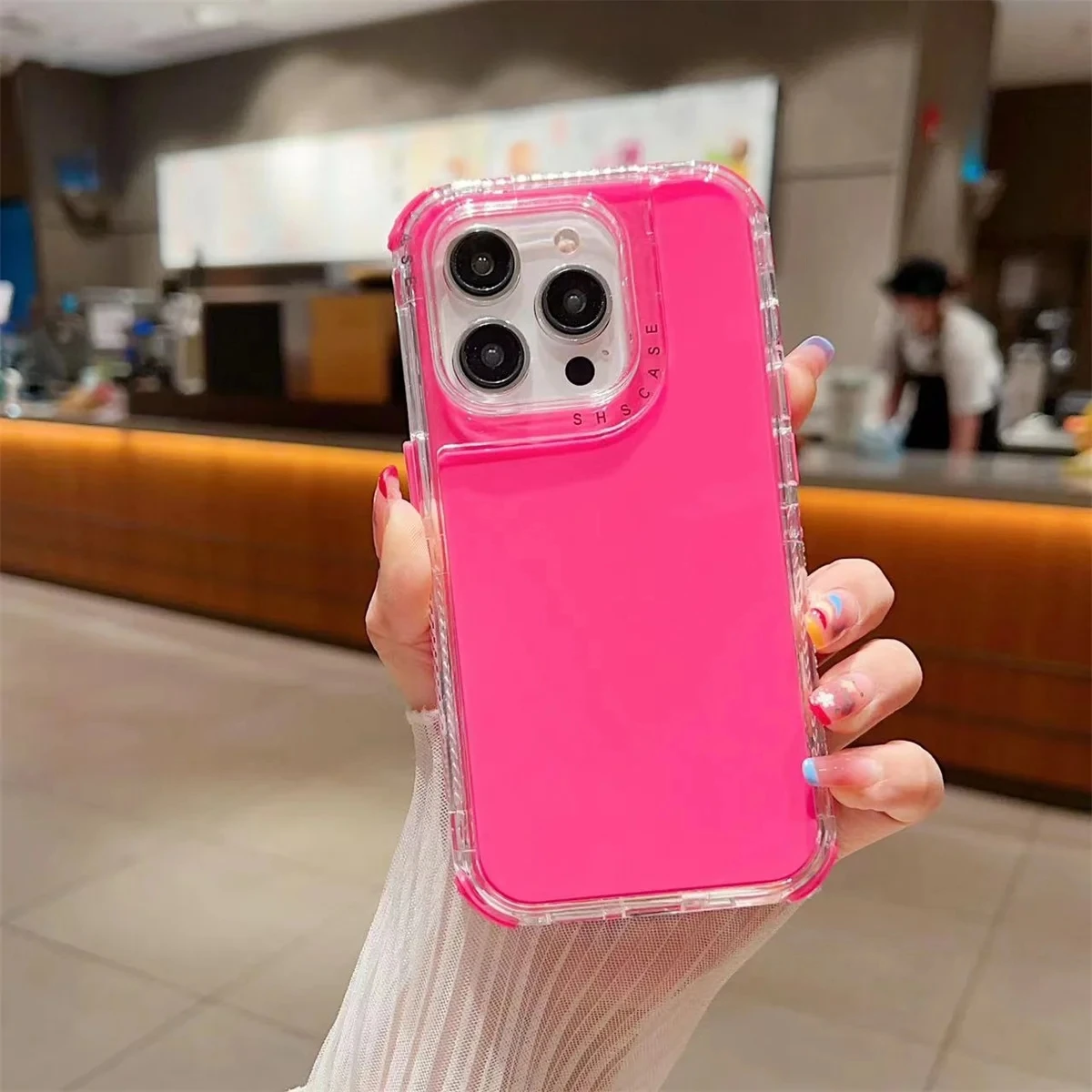 (rosa, Iphone 14 Pro) Capa 3 Em 1 Para Iphone, Com Proteção Contra Quedas De Nível Militar.