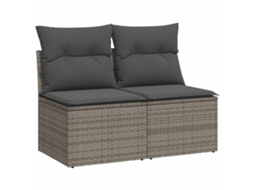 Conjunto de 2 Sofás Jardim com Almofadões Vime Pe/acácia Cinzento MAISON EXCLUSIVE