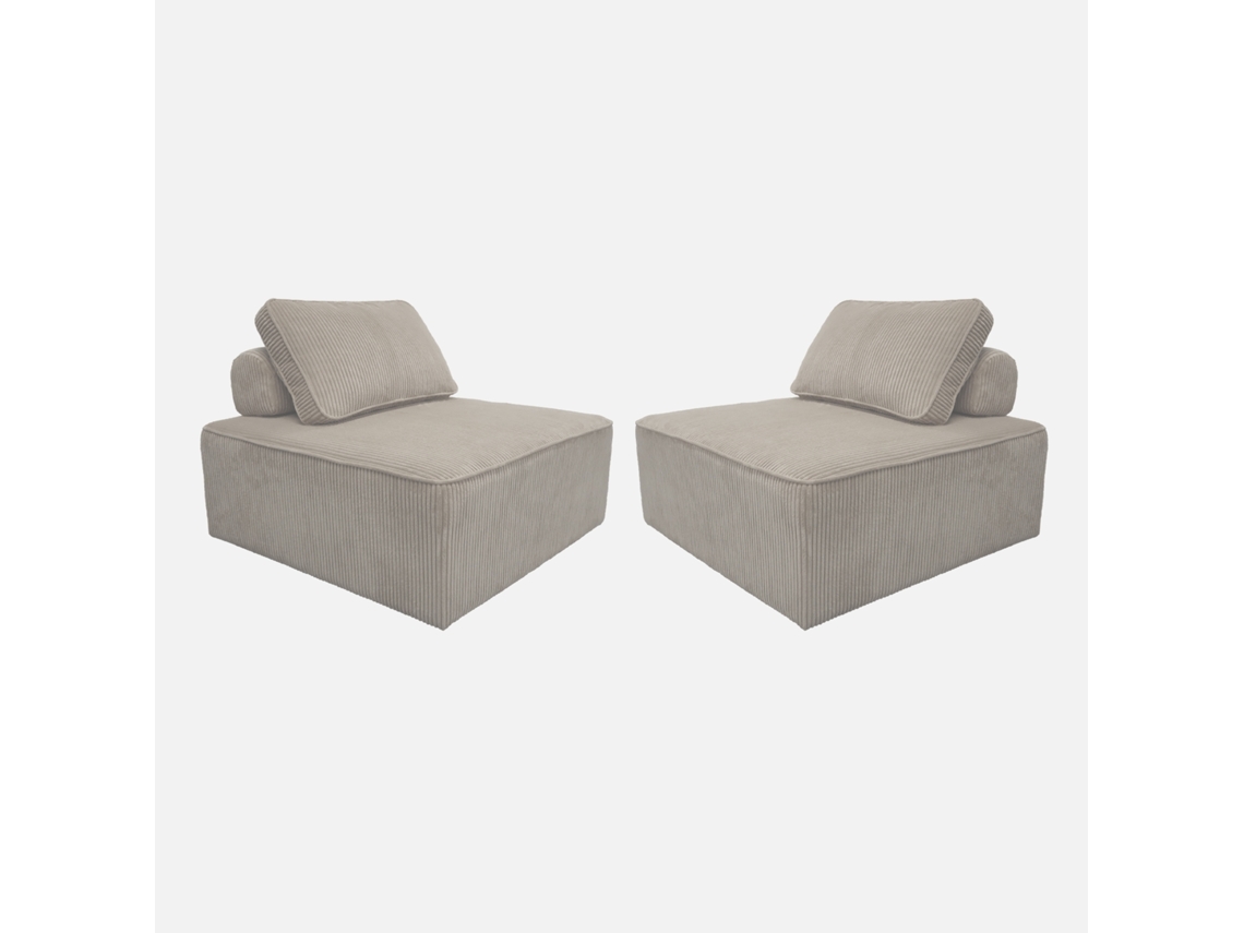Cadeira Para Sofá Modular De Veludo Cotelê, Conjunto De 2, Cinza Claro Sweeek