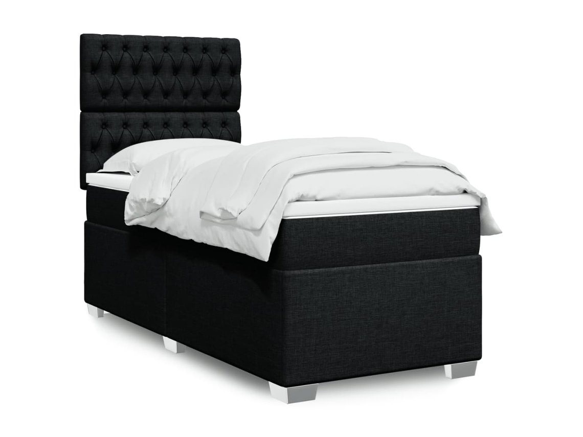 Vidaxl Cama Com Molas/colchão 90x200 Cm Tecido Preto