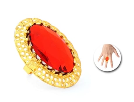 Anel de ouro brilhante com pedra vermelha