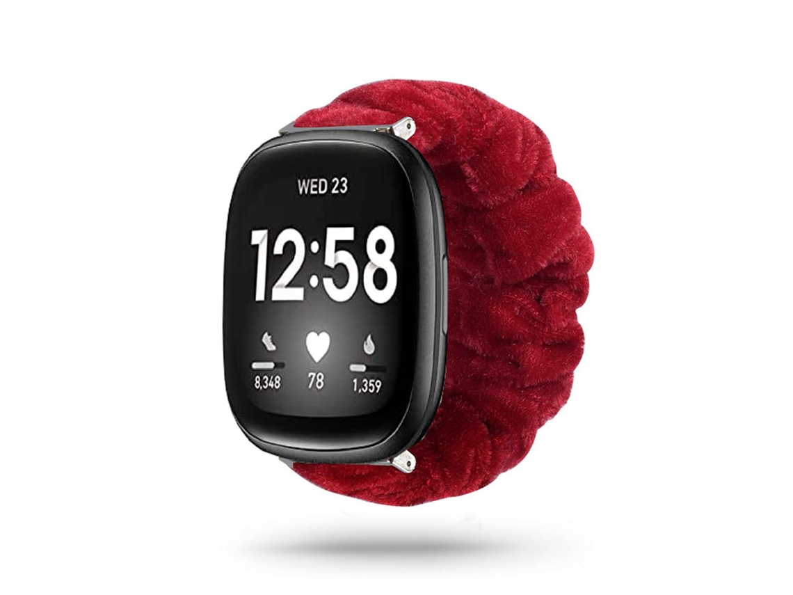 Bracelete Fitbit Versa 2 Pulseira Scrunchie Vermelho