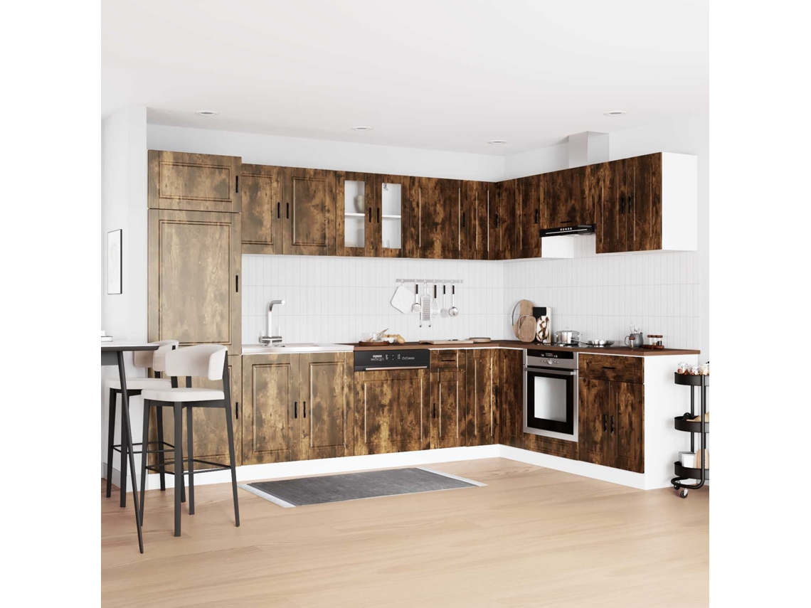 Vidaxl Gabinete Base Para Pia Porto 2 Pcs Castanho Madeira Processada