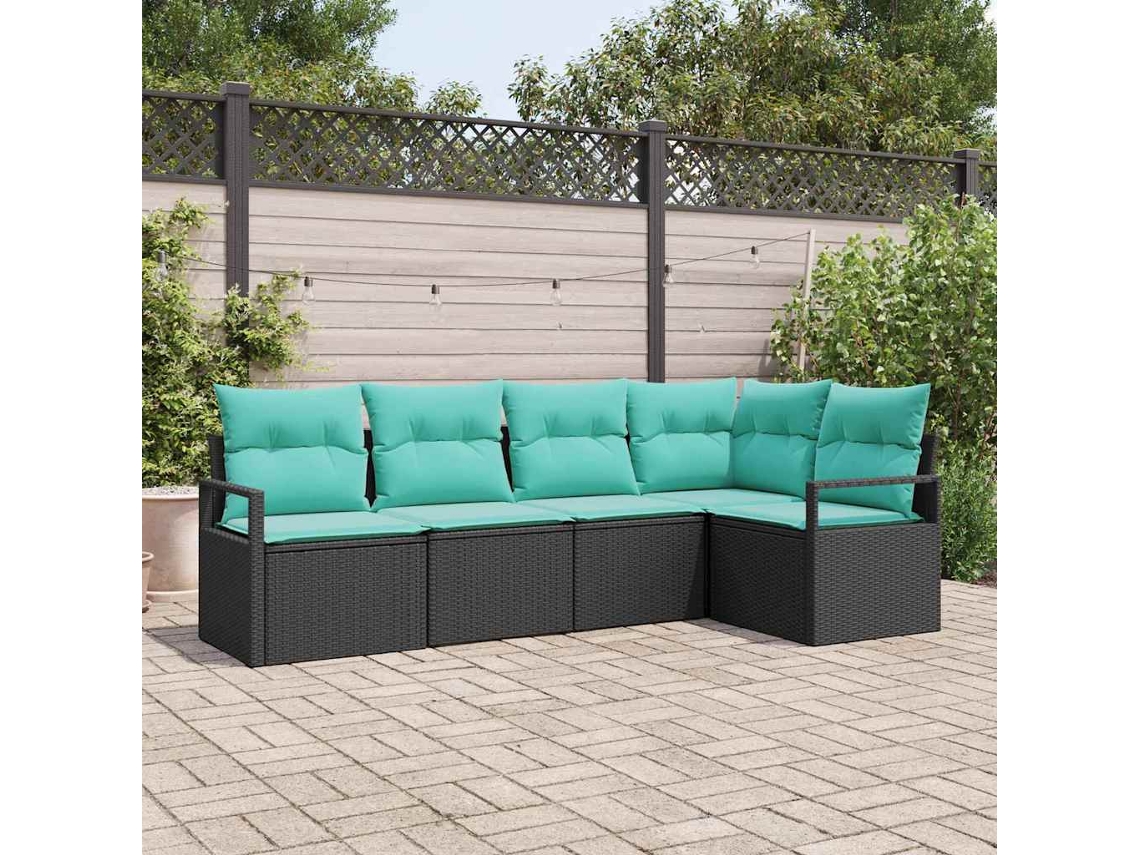 Vidaxl Conjunto De Sofás 5 Unid. Preto Vime Pe