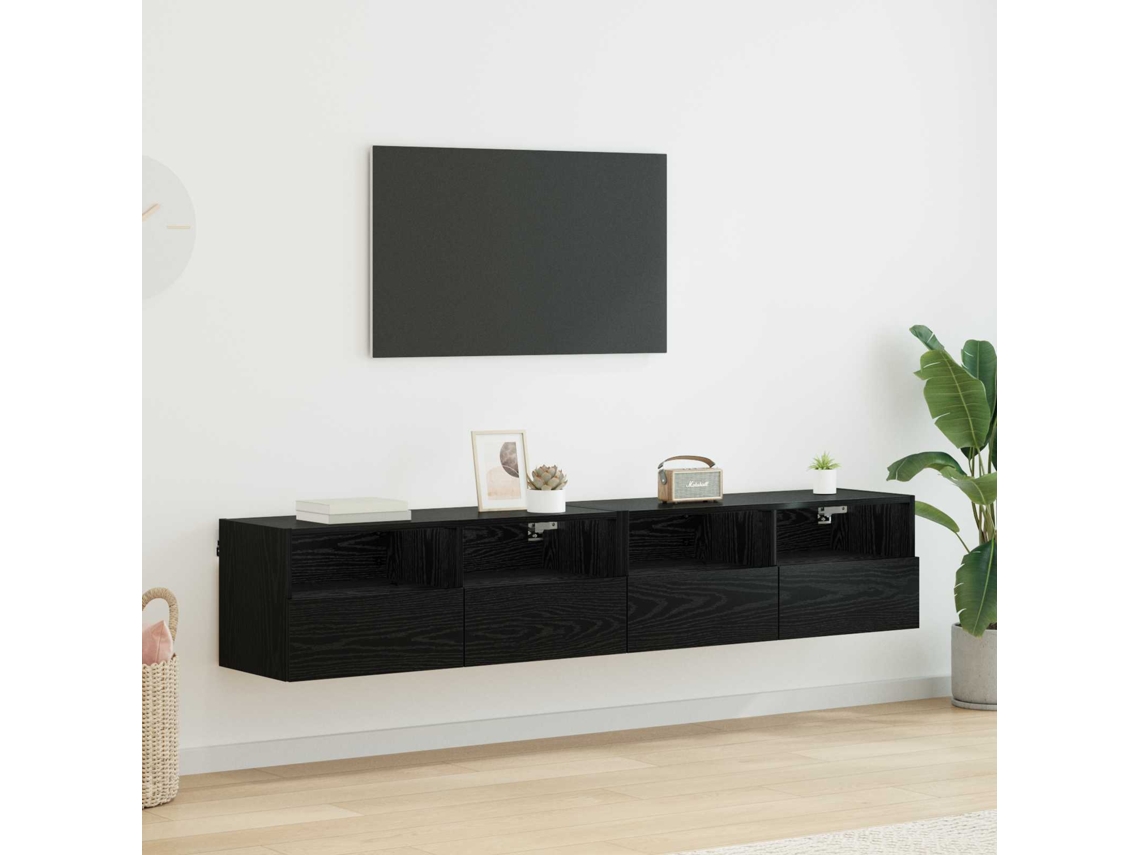 Vidaxl Gabinetes De Tv Na Parede 2 Unid. Carvalho Preto