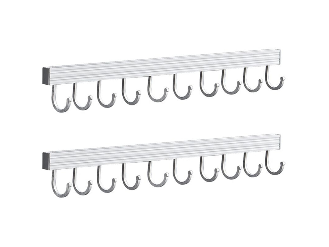 Conjunto de 2 Prateleiras Parede para Cozinha com Gancho, Porta, Temperos, Barra Organizadora, Suporte para Armazenamento BRILVIBERA