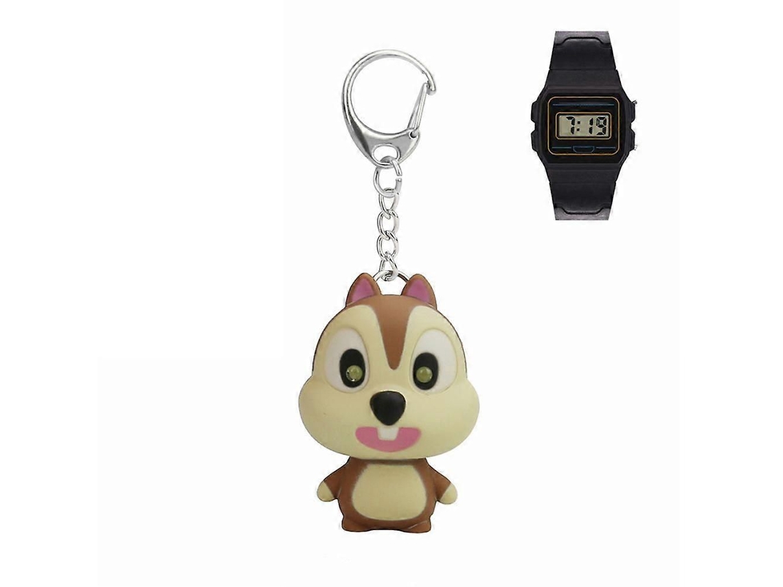 Chaveiro Fofo Em Formato De Animal Com Luz Led E Som, Acompanhado Relógio Infantil.