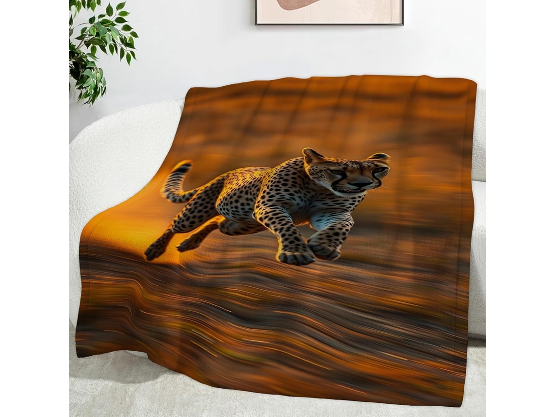 Manta de Animal com Estampa Chita 150x200 Cm Multifuncional Macia e Aconchegante em Flanela Ideal para Escritó