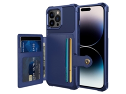 Capa Antiarranhões Para Iphone 14 Pro Max Pele Sintética Magnética Azul